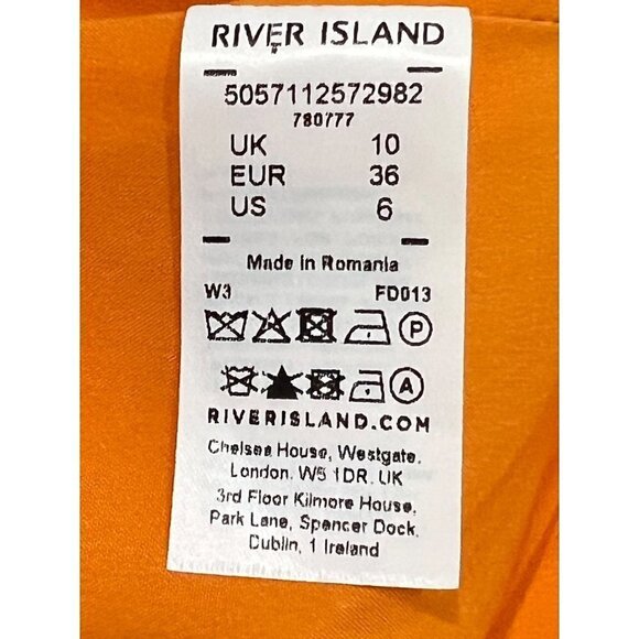 New River Island Size 10 Structured Double Breasted Blazer Orange Dopamine - Picture 9 of 14